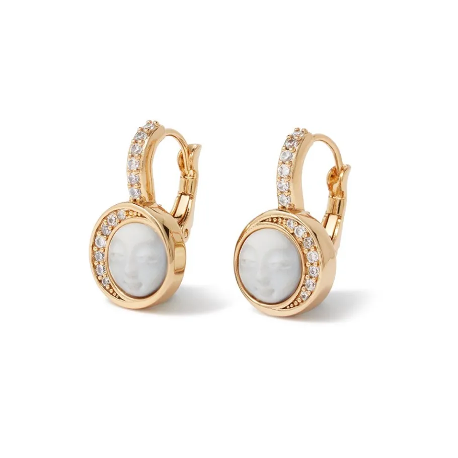 The Met Store Celestial Symbols Carved Mother-of-Pearl Coin Hoop Earrings* Earrings