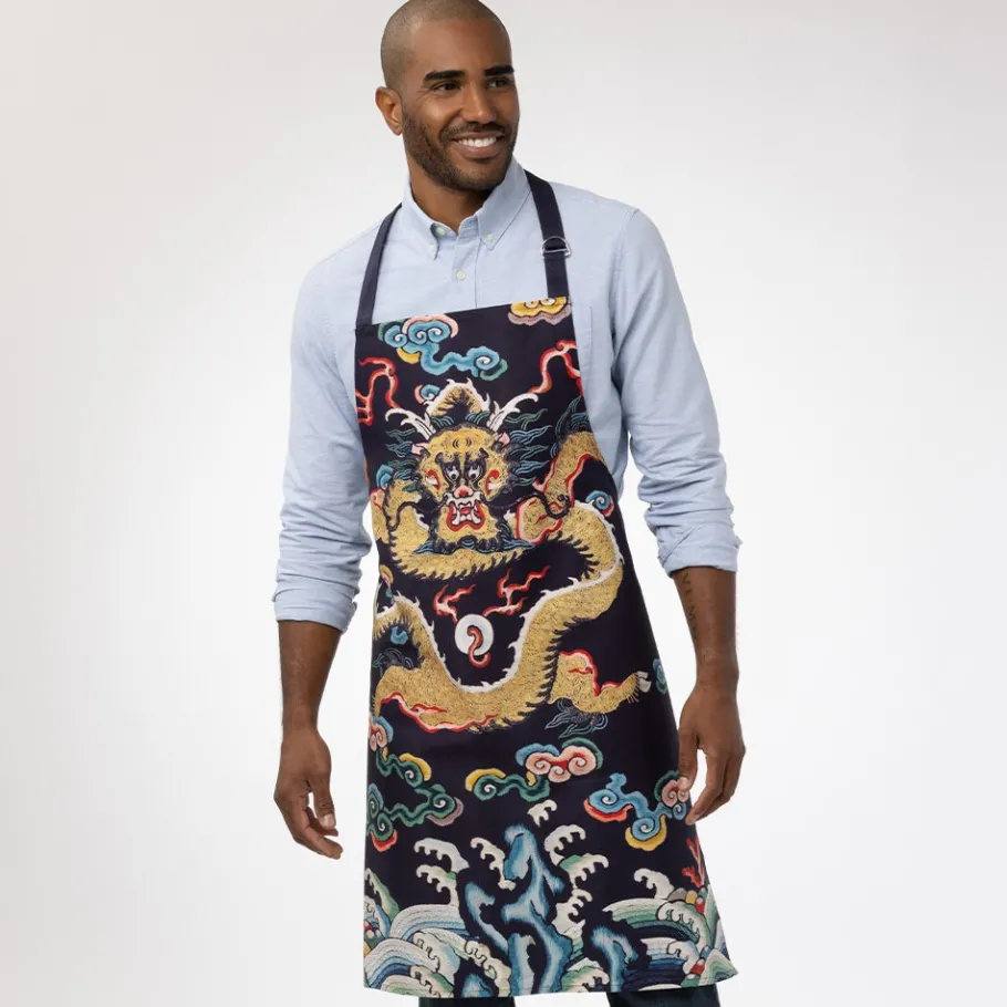 The Met Store Chinese Dragon Rank Badge Apron and Tea Towel Set* Tableware
