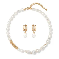 The Met Store Cypriot Twist Pearl Necklace and Triple-Hoop Earrings Set* Jewelry Sets