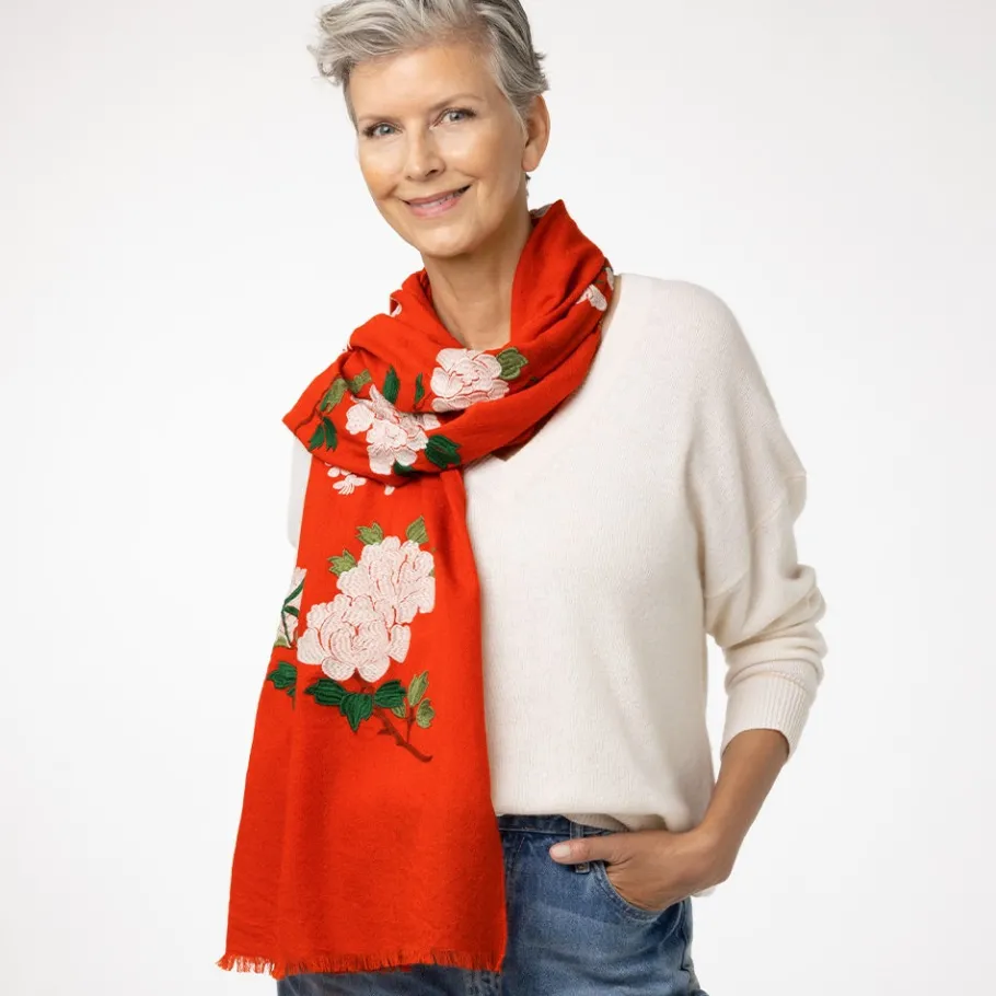 The Met Store Edo Blossoms and Butterflies Embroidered Shawl* Scarves & Wraps
