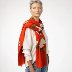 The Met Store Edo Blossoms and Butterflies Embroidered Shawl* Scarves & Wraps