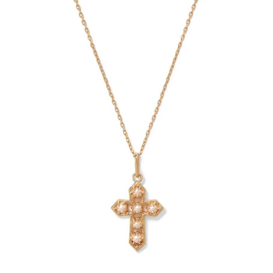 The Met Store Filipino Pearl Cross Pendant Necklace* Necklaces