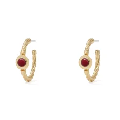 The Met Store Garnet Cabochon Twisted Hoop Earrings* Earrings