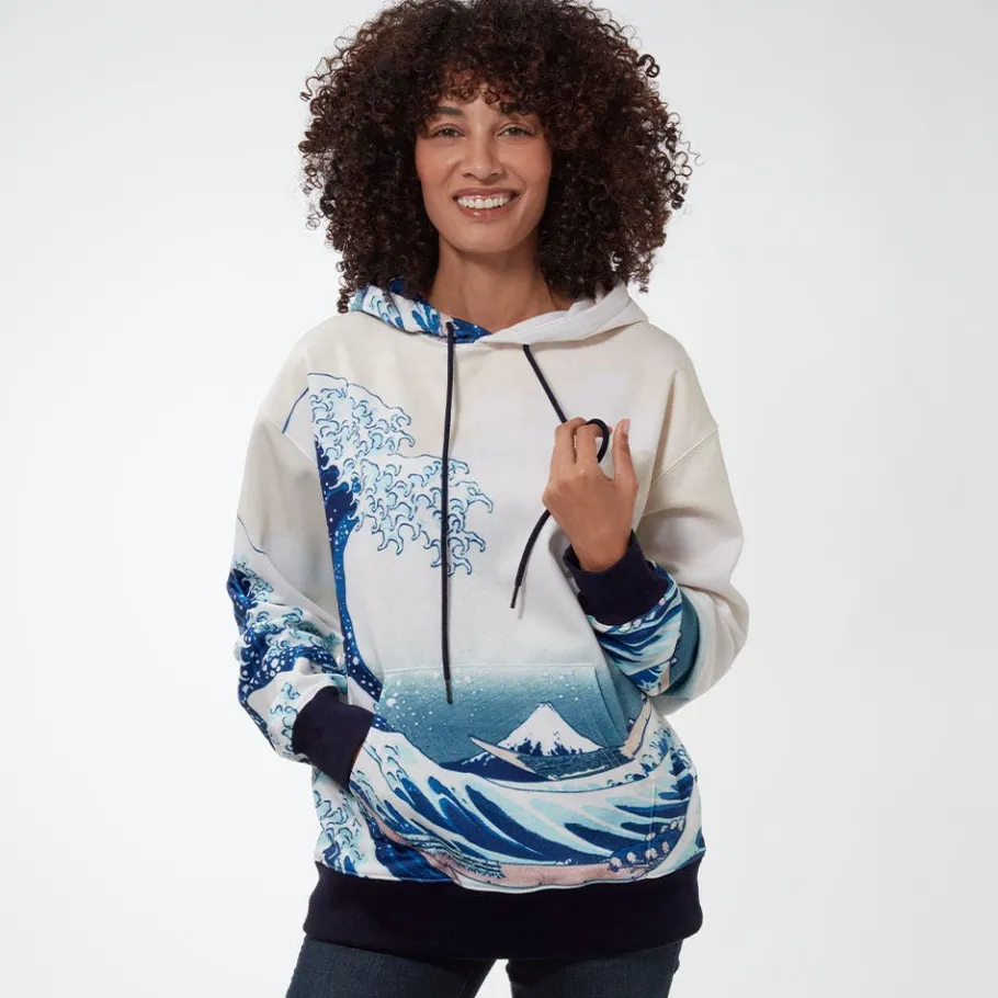 The Met Store Hokusai Great Wave All-Over Print Unisex Hoodie* Clothing