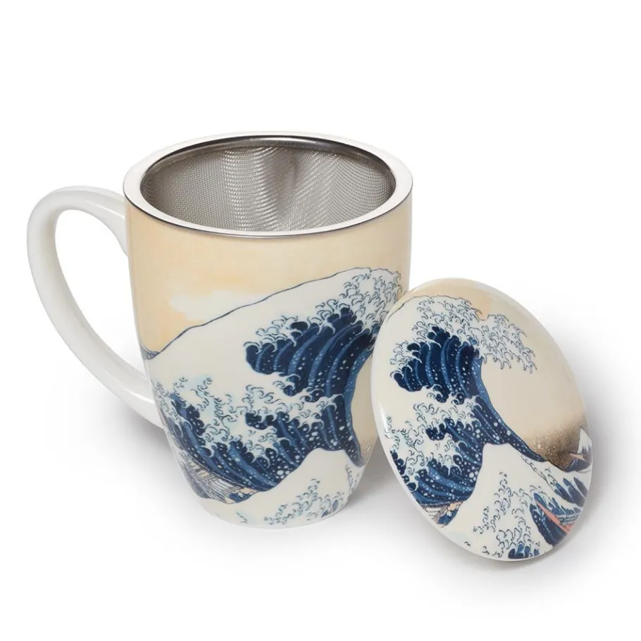 The Met Store Hokusai Great Wave Covered Mug with Tea Infuser* Tableware