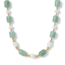 The Met Store Karavas Gems Large-Bead Aventurine and Pearl Necklace and Drop Earrings Set* Jewelry Sets