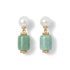 The Met Store Karavas Gems Large-Bead Aventurine and Pearl Necklace and Drop Earrings Set* Jewelry Sets