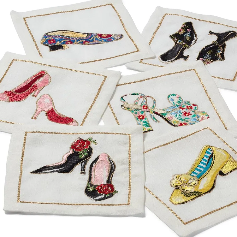 The Met Store Kim Seybert Embroidered Shoes Linen Cocktail Napkin Set* Tableware