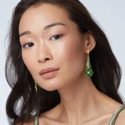 The Met Store Lotus Pagoda Plique-à-Jour Long Drop Earrings* Earrings