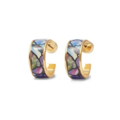 The Met Store Magnolias and Irises Enamel Hoop Earrings* Earrings