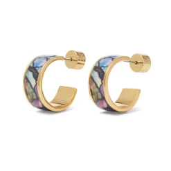The Met Store Magnolias and Irises Enamel Hoop Earrings* Earrings