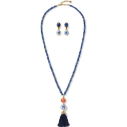 The Met Store Qing Bottle Lariat Necklace and Floral Drop Earrings Set* Jewelry Sets