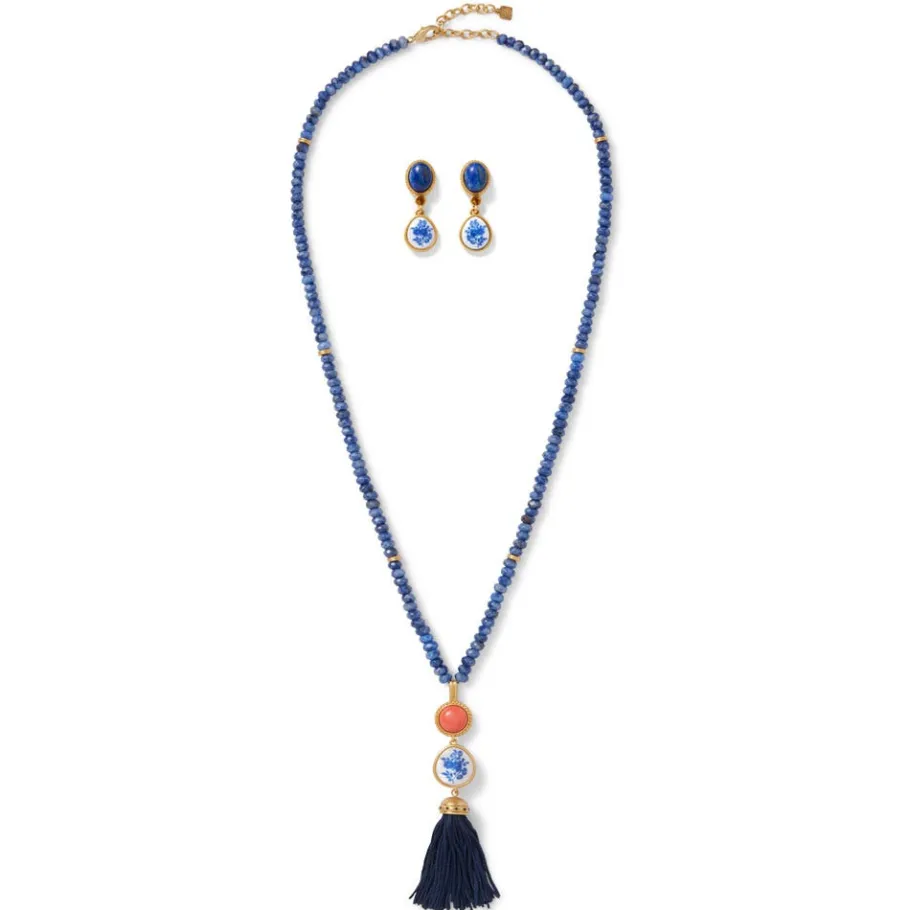 The Met Store Qing Bottle Lariat Necklace and Floral Drop Earrings Set* Jewelry Sets