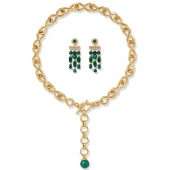The Met Store Roman Malachite Statement Necklace and Chandelier Earrings Set* Jewelry Sets