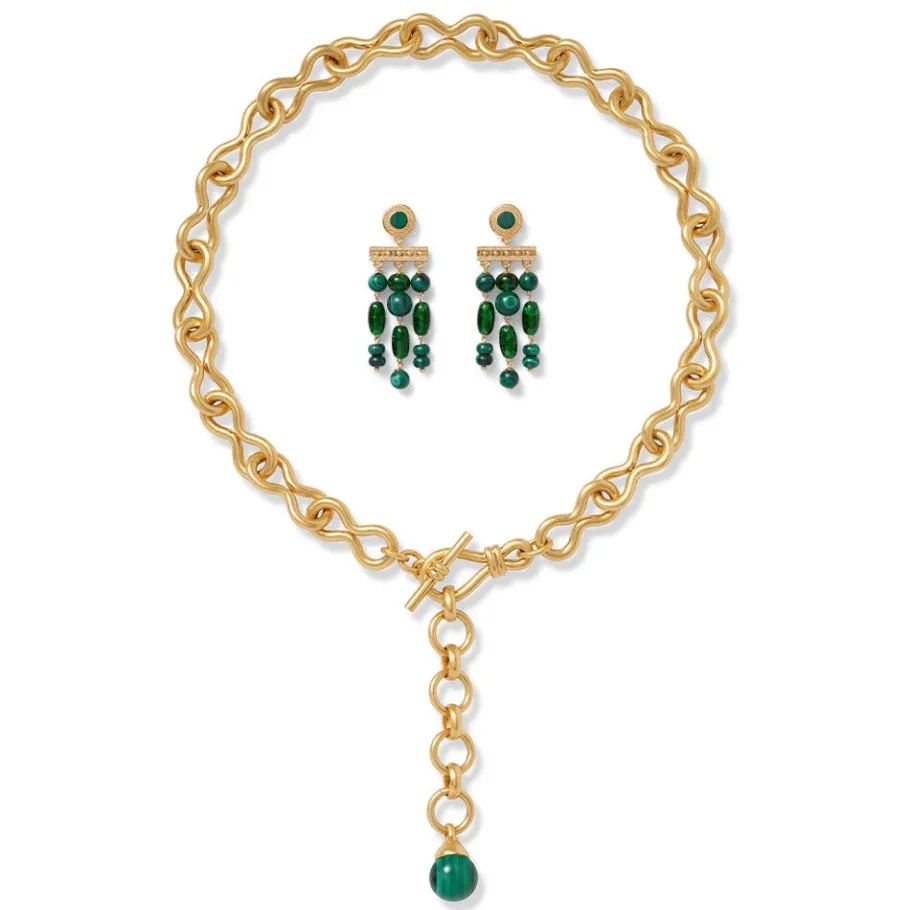 The Met Store Roman Malachite Statement Necklace and Chandelier Earrings Set* Jewelry Sets