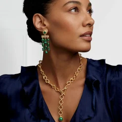 The Met Store Roman Malachite Statement Necklace and Chandelier Earrings Set* Jewelry Sets