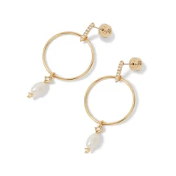 The Met Store Royal Tudor Forward-Facing Hoop Earrings with Pearl Drops* Earrings