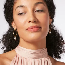 The Met Store Royal Tudor Forward-Facing Hoop Earrings with Pearl Drops* Earrings
