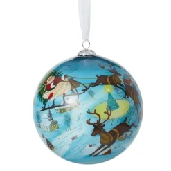 The Met Store Santa and Reindeer Hand-Painted Glass Ornament* Ornaments
