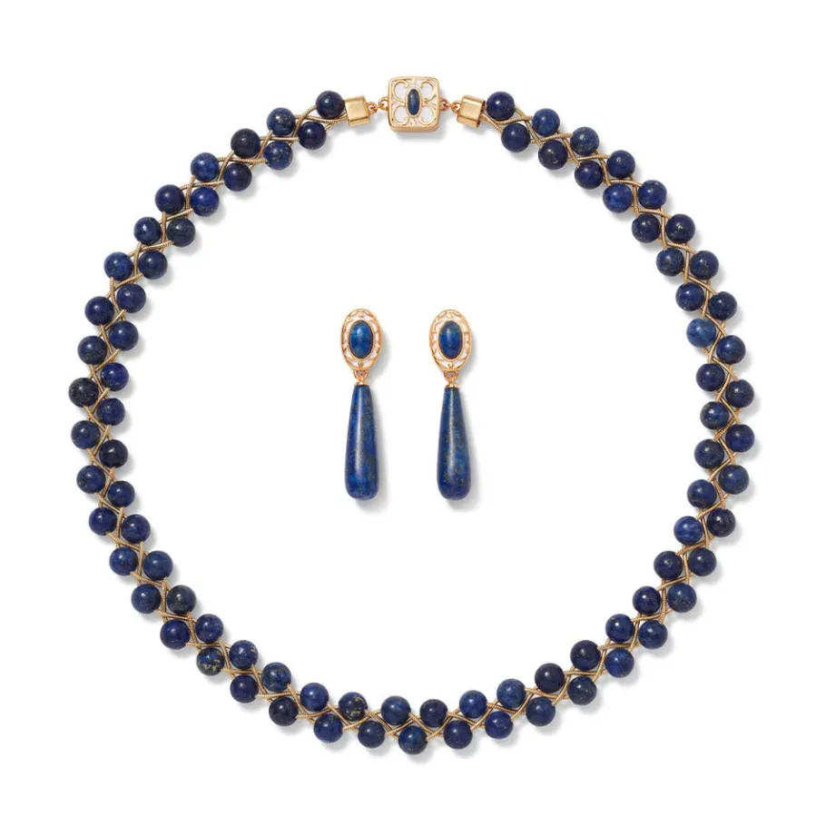 The Met Store Spanish Baldric Lapis Braided Necklace and Elongated Drop Earrings Set* Jewelry Sets