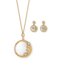 The Met Store Spanish Day and Night Magnifier Pendant Necklace and Moon Drop Earrings Set* Jewelry Sets