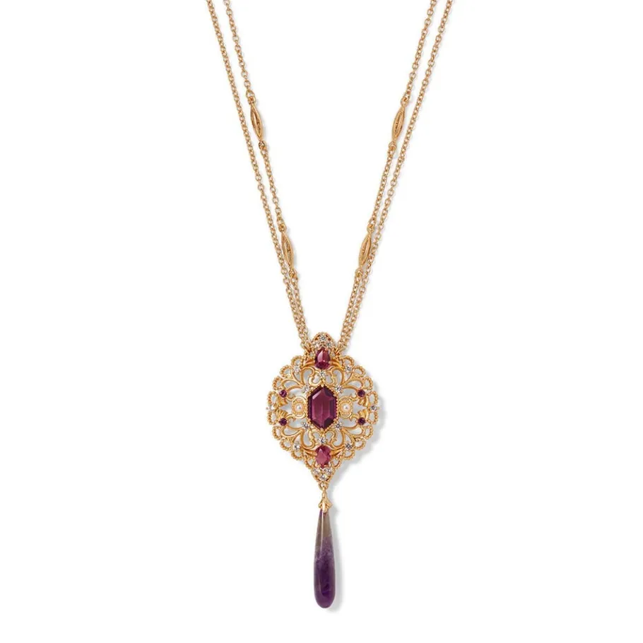 The Met Store Turkish Amethyst Long Pendant Necklace and Statement Earrings Set* Jewelry Sets