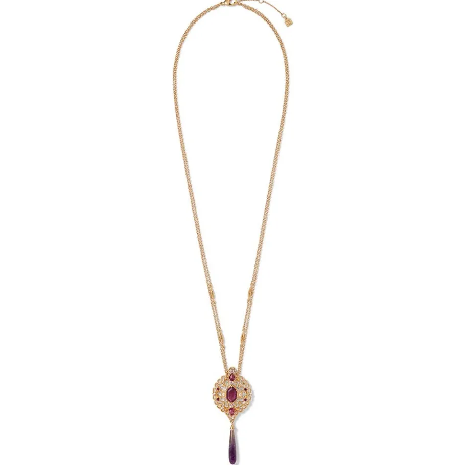The Met Store Turkish Amethyst Long Pendant Necklace and Statement Earrings Set* Jewelry Sets