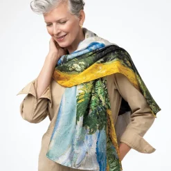 The Met Store Van Gogh Wheat Field with Cypresses Oversize Oblong Silk Scarf* Scarves & Wraps